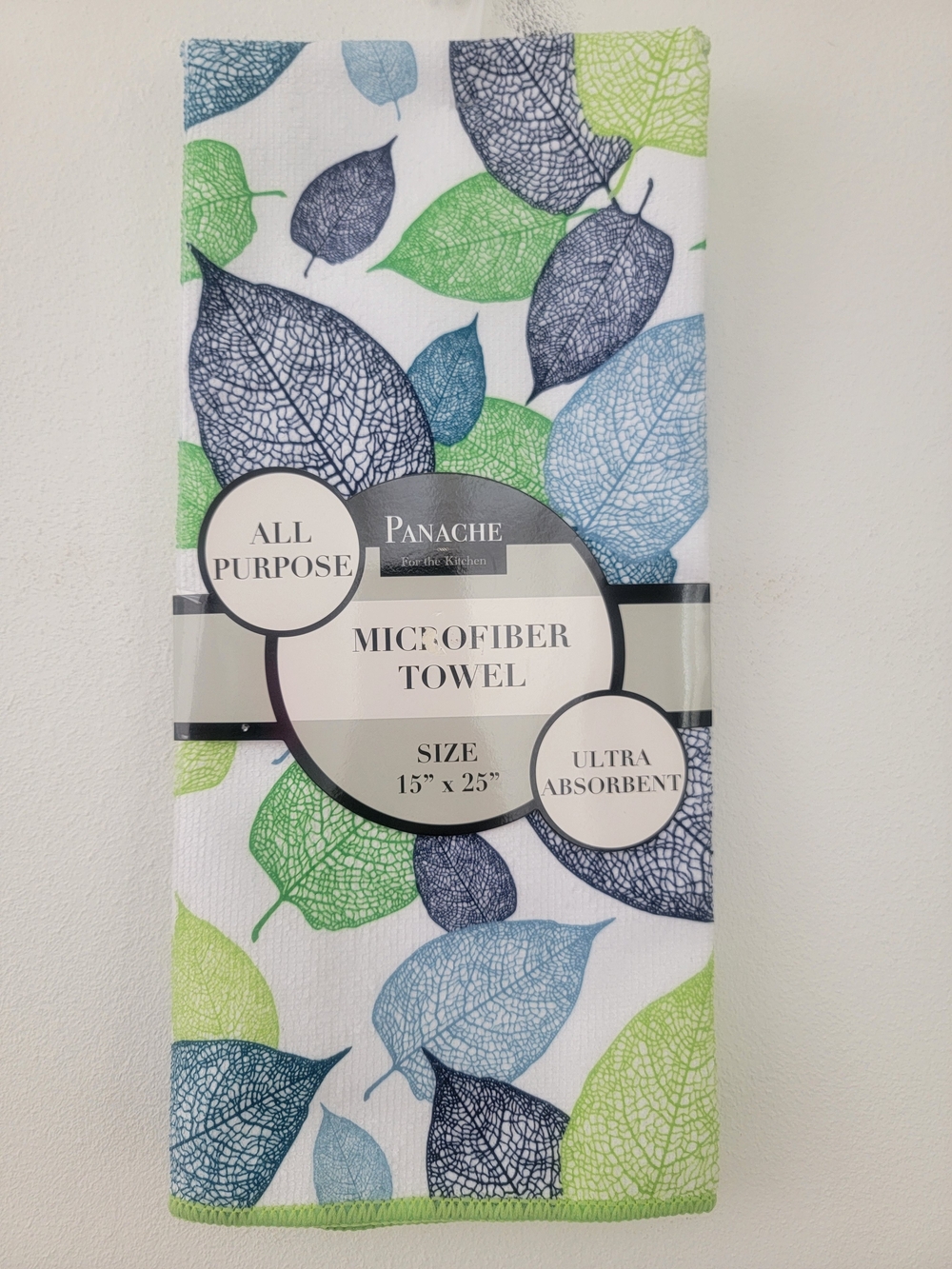 Panache Blue & Green Leaf Microfiber Towel